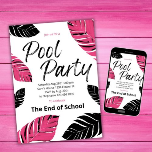 Celebrate the end of School Pool Party Invitation
