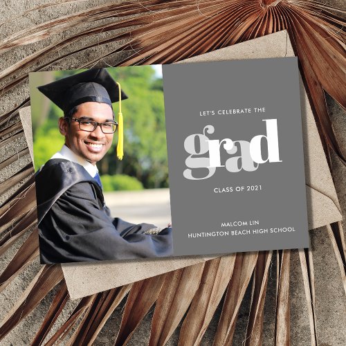 Celebrate the Grad Photo Party Gray Announcement