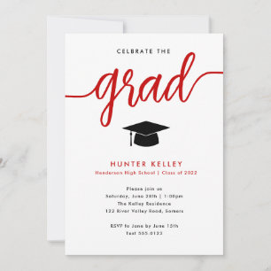 Celebrate the Grad, Red Photo Invitation