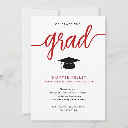 Celebrate the Grad Red Photo Invitation