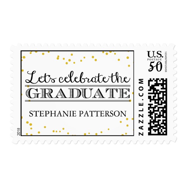 Celebrate The Graduate Gold Dot Graduation Postage
