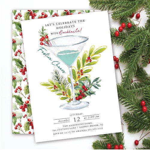 Celebrate the Holidays Christmas Cocktail Party Invitation