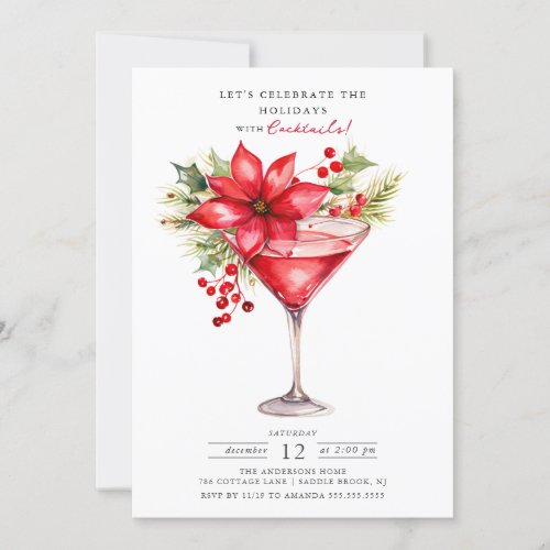 Celebrate the Holidays Christmas Cocktail Party Invitation