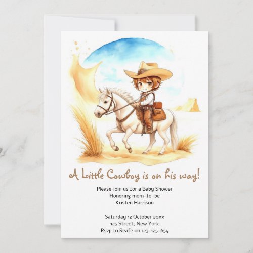 Celebrate the Little Cowboy Baby Shower Invitation