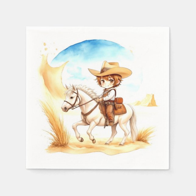 Celebrate the Little Cowboy Baby Shower Napkins (Front)