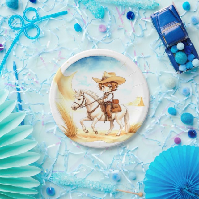 Celebrate the Little Cowboy Baby Shower Paper Plates (Party)