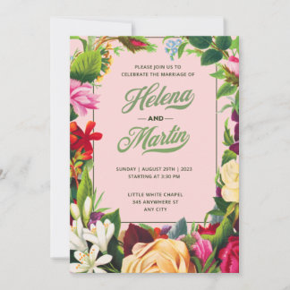 Celebrate the Marriage with Floral Wedding Style Invitation