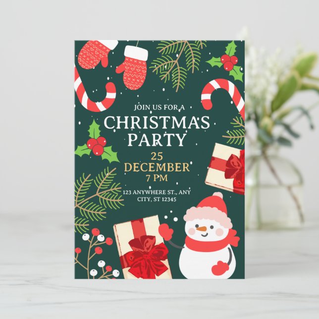 Celebrate the Merry Season Party Christmas  Invitation (Standing Front)
