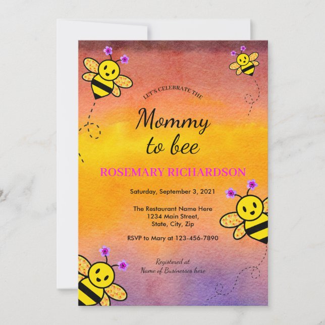 Celebrate the Mommy to Bee Baby Shower Invitation (Front)
