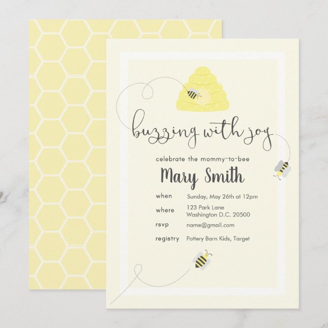 Celebrate the Mommy-to-Bee Invitation (Front/Back)