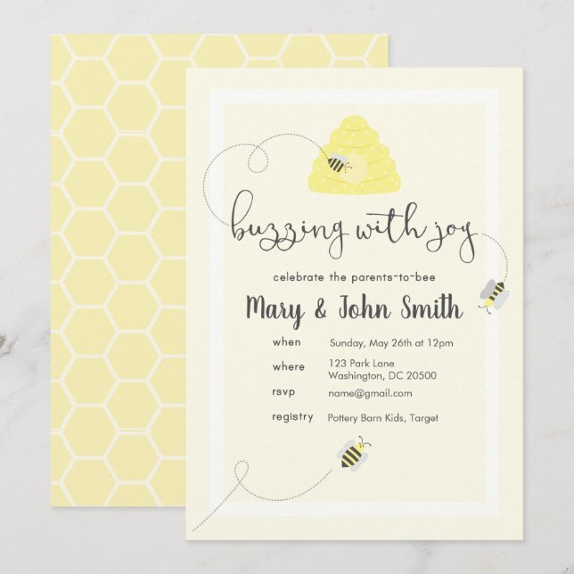 Celebrate the Parents-to-Bee Invitation (Front/Back)