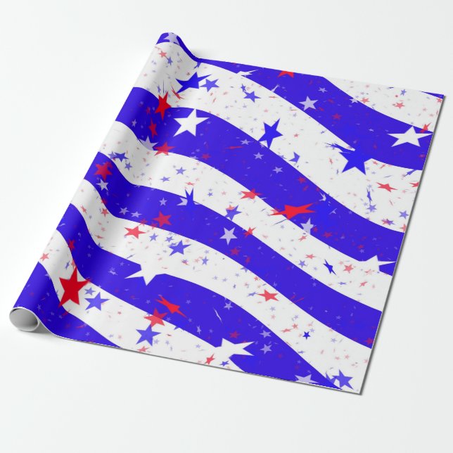 Celebrate the Red White and Blue Wrapping Paper (Unrolled)