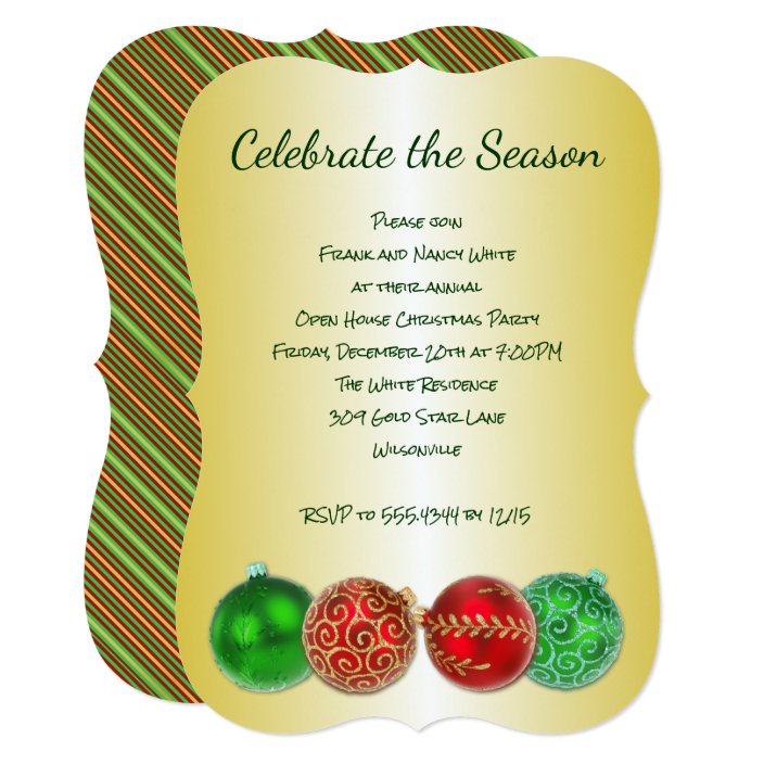 Celebrate the Season Gold Christmas Party Invitation | Zazzle.com