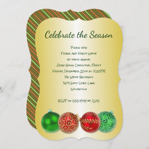 Celebrate the Season Gold Christmas Party Invitation