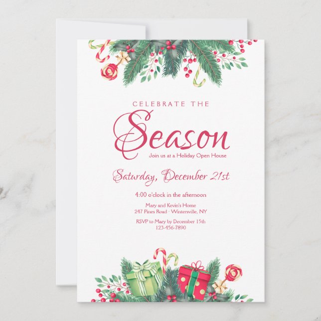 Celebrate the Season Holiday Open House Invitation (Front)