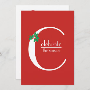Celebrate the Season red and white invitation