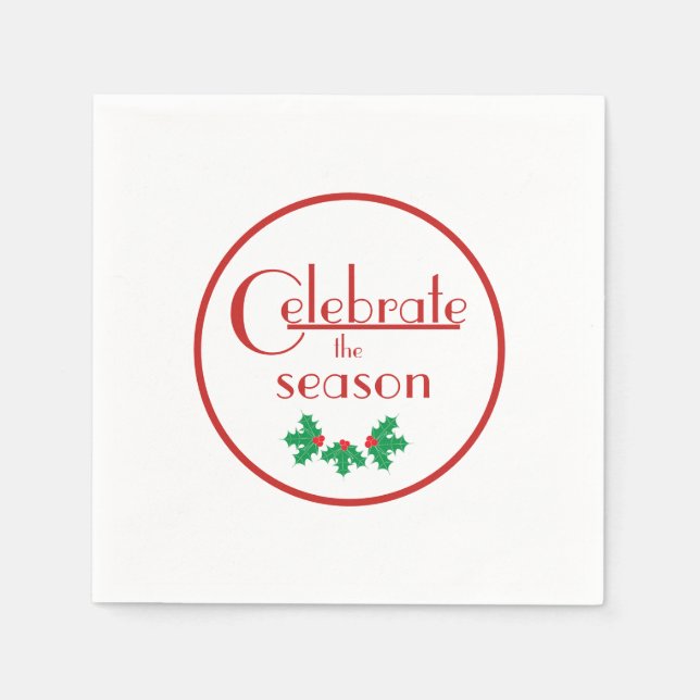 Celebrate the Season| Red and White Napkins (Front)