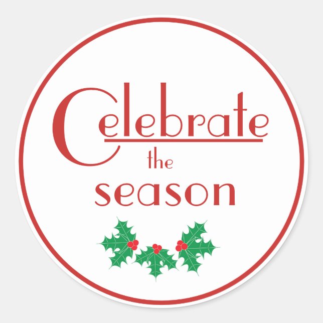 Celebrate the Season| Red and White sticker (Front)