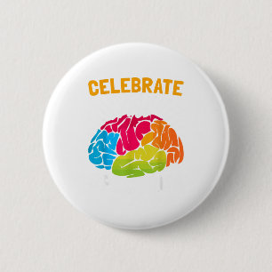 Celebrate The Spectrum Vibrant Brain Button