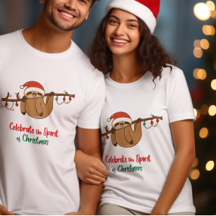 Celebrate the spirit of Christmas Santa Sloth T-Shirt