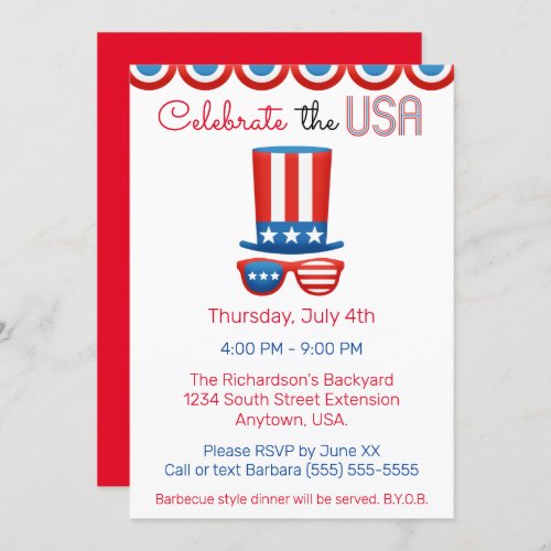Celebrate the USA 4th of July BBQ Party Invitation