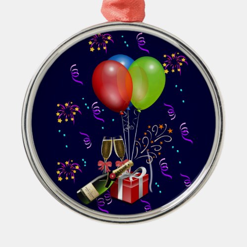 Celebrate time to party metal ornament