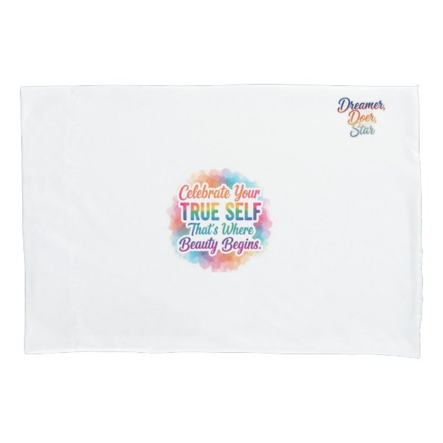 Celebrate True Self Sticker Pillow Case (Front)