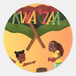 "Celebrate Unity: A Joyful Kwanzaa Gathering" Classic Round Sticker