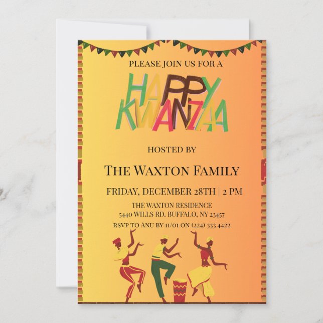 "Celebrate Unity: A Joyful Kwanzaa Gathering" Invitation (Front)