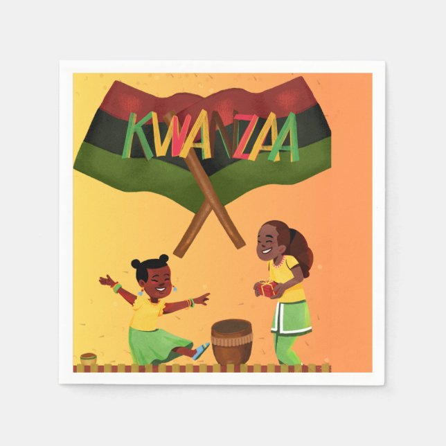 "Celebrate Unity: A Joyful Kwanzaa Gathering" Napkins (Front)