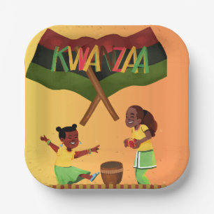 "Celebrate Unity: A Joyful Kwanzaa Gathering" Paper Plates