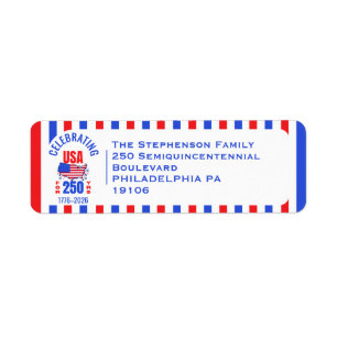 Celebrate USA 250th Independence July 4th Address Label
