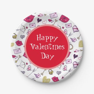 Celebrate Valentines Day Paper Plates
