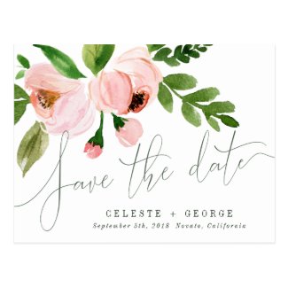 CELEBRATE WATERCOLOR SAVE THE DATE POSTCARD