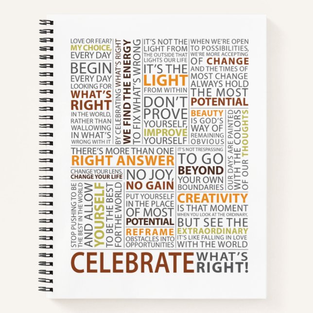 Celebrate What's Right 8.5x11 Notebook - Lined (Front)