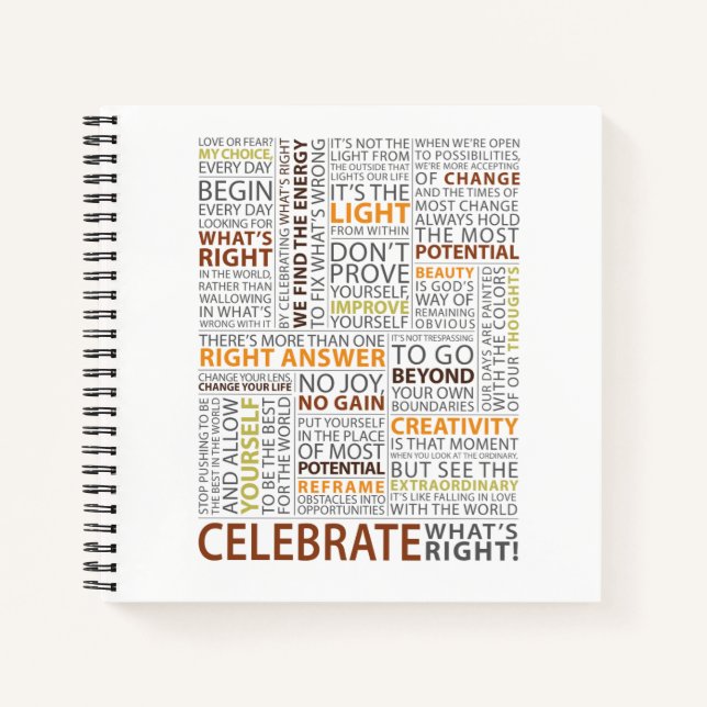 Celebrate What's Right Square Notebook - Blank (Front)