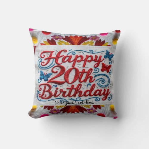 Celebrate with a 20th Birthday Throw Pillow