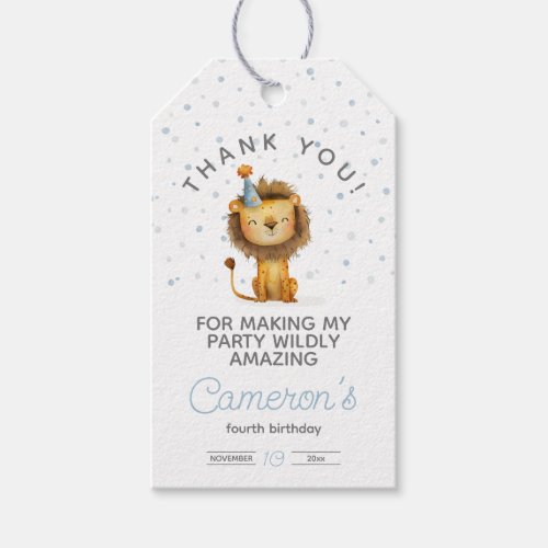 Celebrate with a Roar Boys Lion Birthday Gift Tags