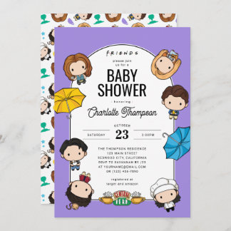 Celebrate with FRIENDS! Chibi Art Baby Shower Invitation