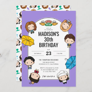 Celebrate with FRIENDS! Custom Chibi Art Birthday Invitation
