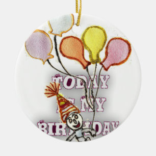 Celebrate with Our Playful Birthday Greeting Happy Ceramic Ornament