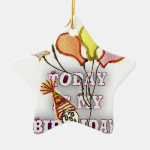 Celebrate with Our Playful Birthday Greeting Happy Ceramic Ornament