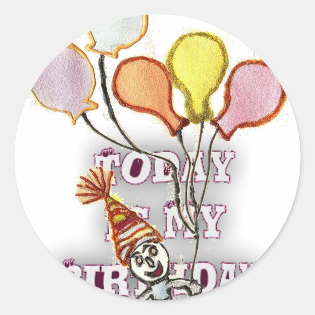 Celebrate with Our Playful Birthday Greeting Happy Classic Round Sticker (Front)