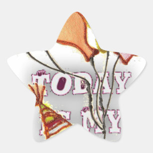 Celebrate with Our Playful Birthday Greeting Happy Star Sticker