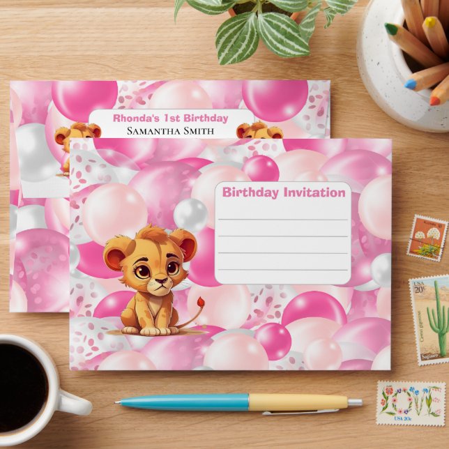 Celebrate with Personalized lion Fun Envelope (Desk)
