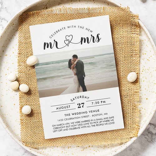 Celebrate With The New Mr  Mrs Photo Wedding Invitation