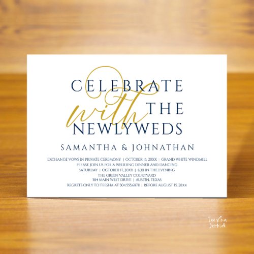 Celebrate with the Newlyweds Elegant Reception Invitation