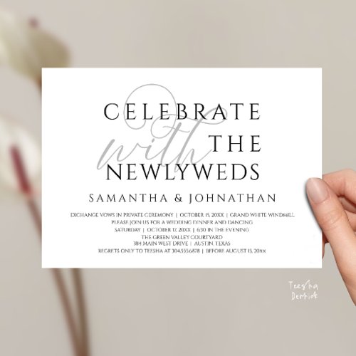 Celebrate with the Newlyweds Elegant Reception Invitation