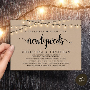 Celebrate With The Newlyweds Rustic Wedding Dinner Invitation