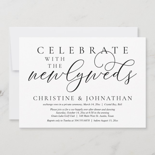Celebrate with the newlyweds, Wedding Dinner  Invitation (Front)